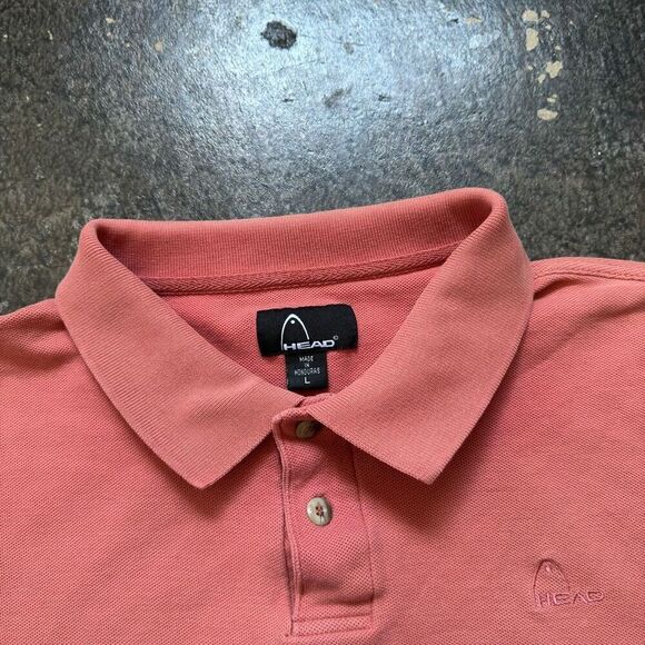Head Men's Cotton Collared Short Sleeve Polo Shirt Salmon Orange Pink Size Large - Picture 9 of 16